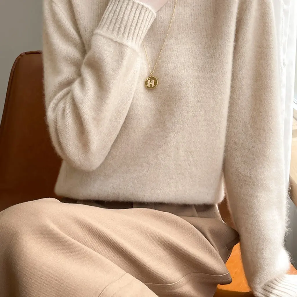 

Women's Thickened Semi-High Collar Velvet Knitted Shirt Long Sleeve Warm Inner Top Solid Color Autumn Winter Fashion New