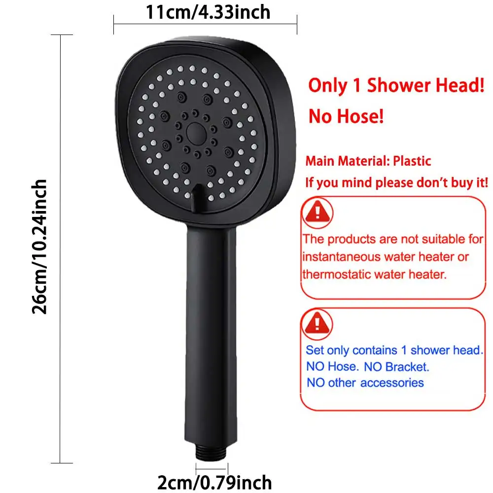 휴대용 샤워헤드 고압 대형 강우 다기능 조절 가능 샤워 깍지, 마사지 욕실 액세서리, 5 가지 모드