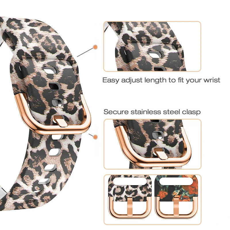 Correa de silicona para Samsung Galaxy 4/5/6/7 pulsera con patrón colorido Active 2 40mm reloj 6 clásico 43mm 47mm 5 Pro 20mm cinturón