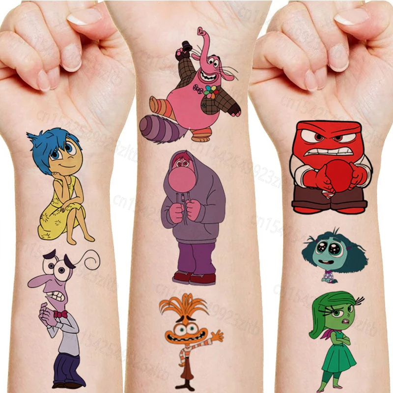 Disney Inside Out 2 Tattoo Sticker Kawaii Anime Diy Lasting Arm Cute Water Transfer Printing Tattoo Stickers Toys Girls Gifts