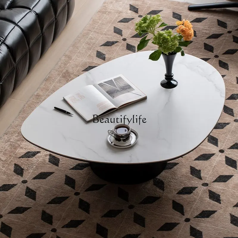 Italian light luxury rock slab coffee table living room home special-shaped sofa side machine