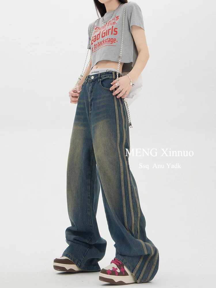 

Women 90s Vintage Pantalones Classical Wide Leg Denim Pants Baggy Jeans Long Trousers Y2k Grunge High Street Cyber Kpop Grunge