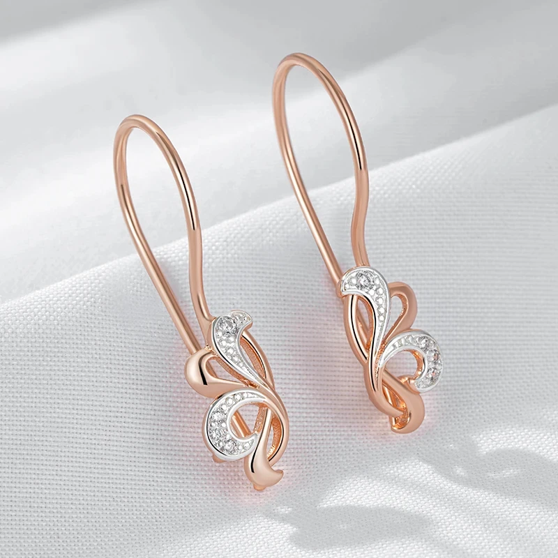 Wbmqda Cute Bowknot Dangle Earrings For Women 585 Rose Gold Silver Color Mix Fashion Lock Jewelry Accessories