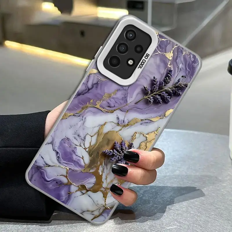Phone Case for Samsung Galaxy A15 A25 A52 A72 A51 A71 4G A73 A55 A54 A53 A52s 5G Silicone Soft Flower Marble