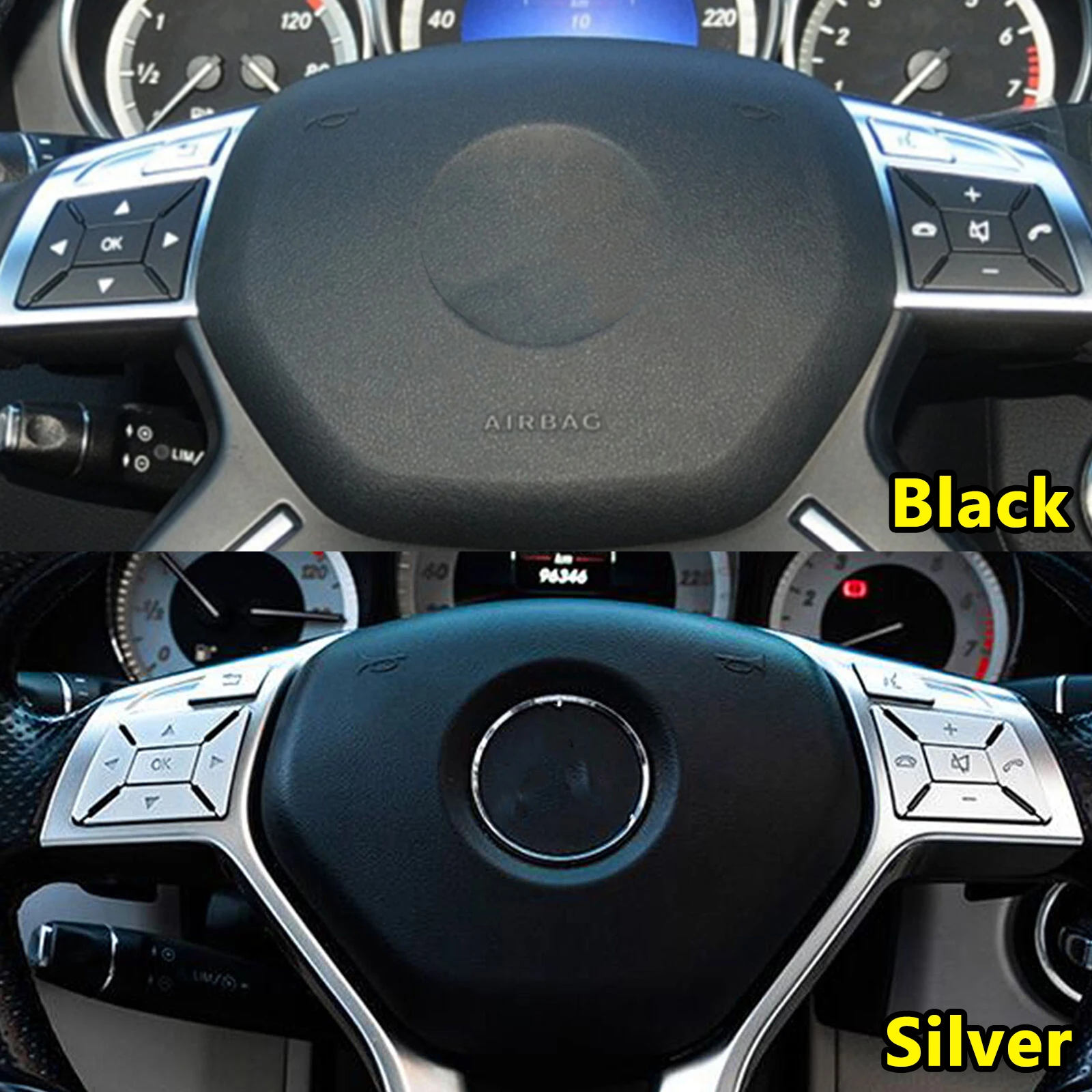 Car Parts 12Pcs Steering Wheel Button Trim Kits Cover For Mercedes-Benz A B Class 2012 2013 2014 ML GL Class 2012 2013 2014 2015