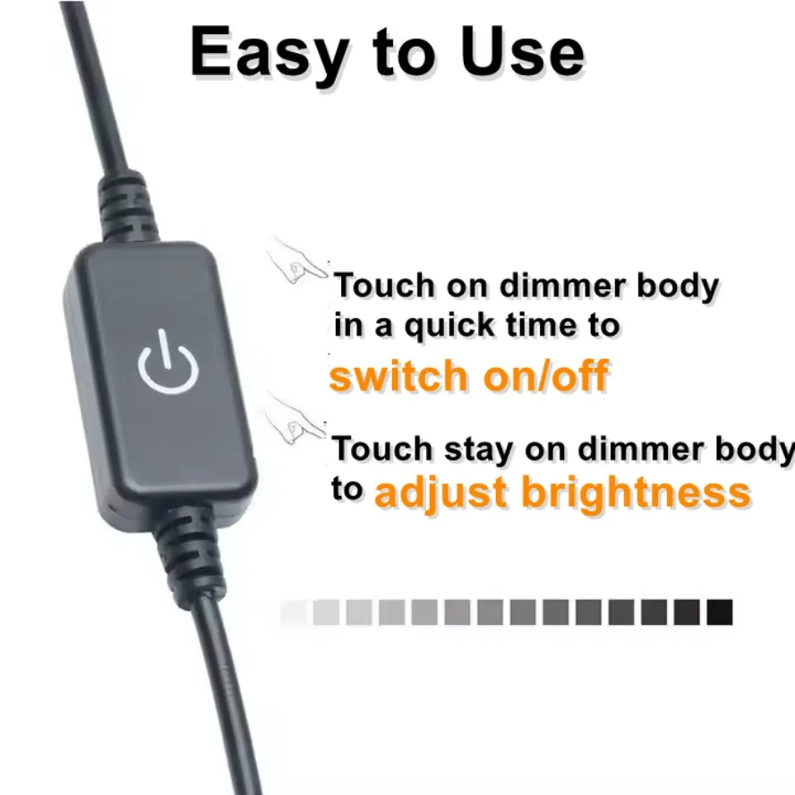 Pokrętło dotykowe ściemniacza USB DC Plug Inteligentny ściemniacz 0~100% DC5V 12V 24V do taśmy LED COB SMD, żarówki, lampki nocnej