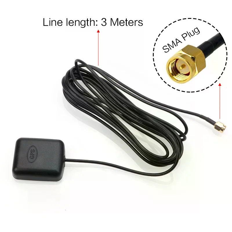Car GPS Antenna SMA Connector 3 Meter Cable GPS Signal Antenna Receiver Auto Aerial Adapter For Car Navigation Camera Mp5 Player