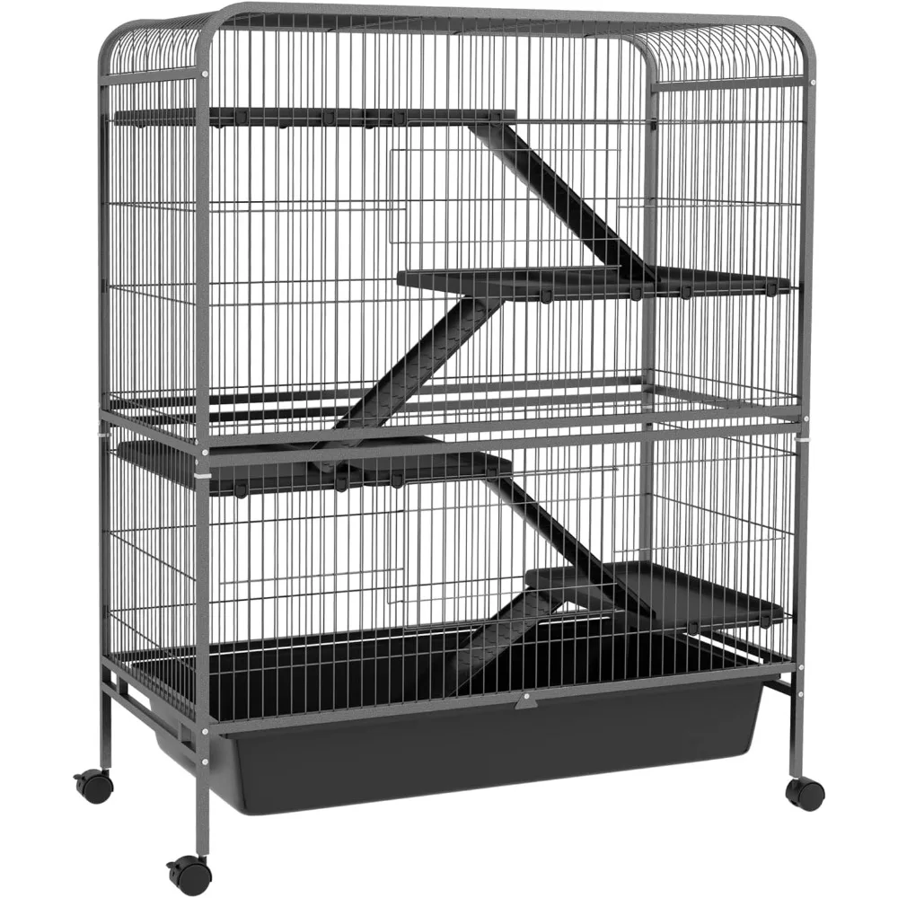 

53.5" 5-Level Small Animal Cage, Ideal for Bunnies, Ferrets & Chinchillas: Gray