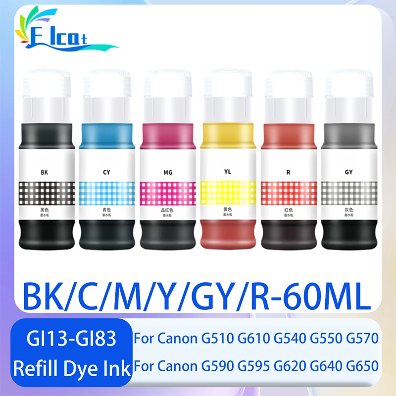 

GI-13 GI-23 GI-33 GI-43 GI-53 GI-63 GI-73 GI-83 Запасные чернила для принтера Canon PIXMA G610 G540 G550 G570 G580 G590 G595 G620