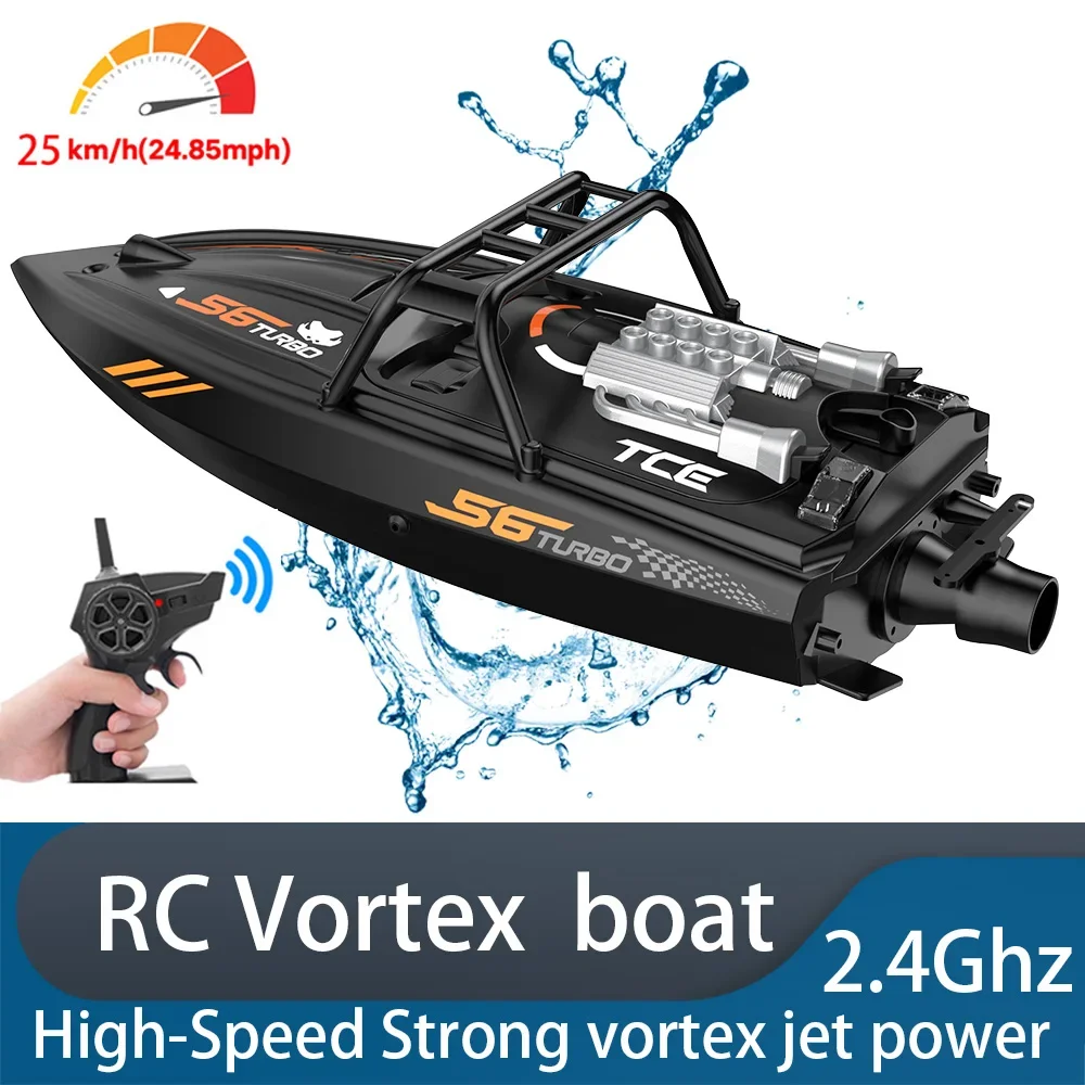 Lancha rc 2.4g jet spray barco rc barco de controle remoto à prova dwaterproof água lâmpada led escova de carbono motor modelos de alta velocidade brinquedo da criança presente