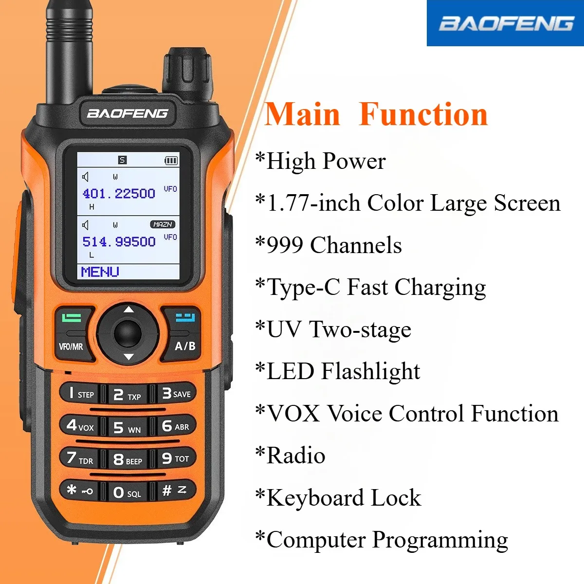 Baofeng UV21 pro جهاز اتصال لاسلكي للأشعة فوق البنفسجية ثنائي المرحلة سماعة مدنية من النوع C شحن زر واحد تردد راديو خارجي Comunicador