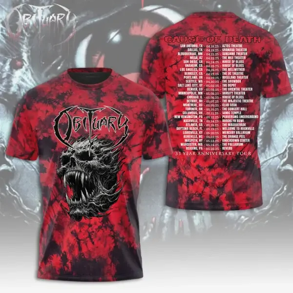 Classic Rock Obituary Album 3D Print T-shirt Summer Hip Hop Trend Short Sleeve Tee Y2k Top