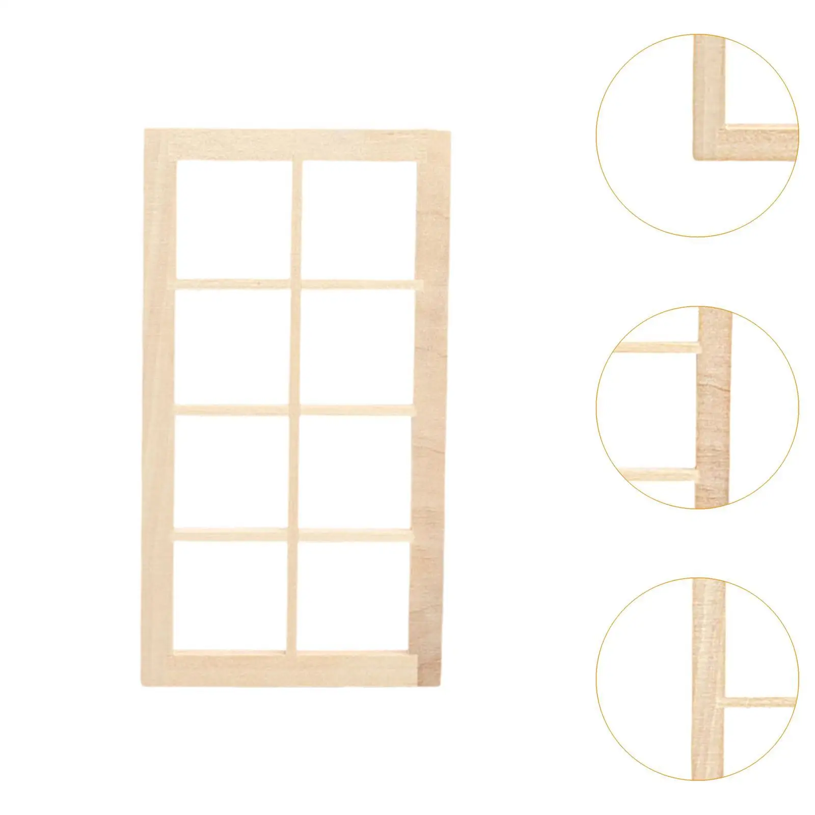 Dollhouse Miniature Window Wood Furniture Blank Realistic Dollhouse Decoration