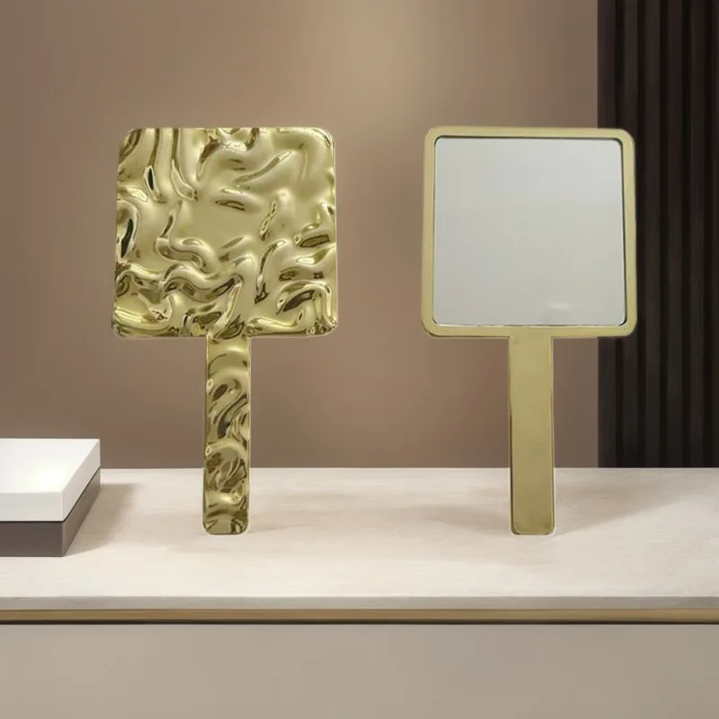 New Creative Handheld Makeup Mirror Electroplated Portable Touch-up for Travel Instagram Style Vanity Mirror for Girls Students