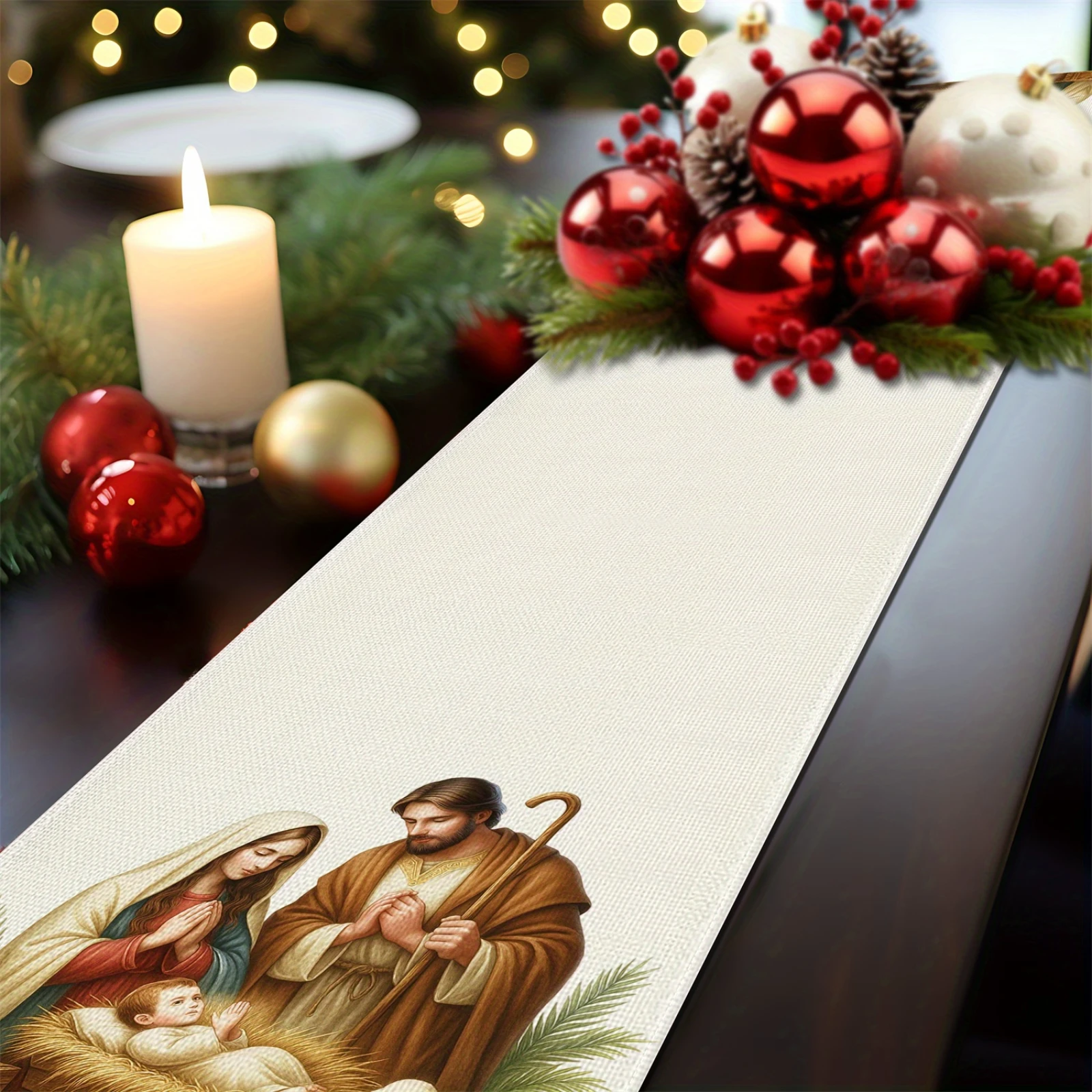 Nativity Scene Christmas Table - Christmas Table Runner ulasan dan harga