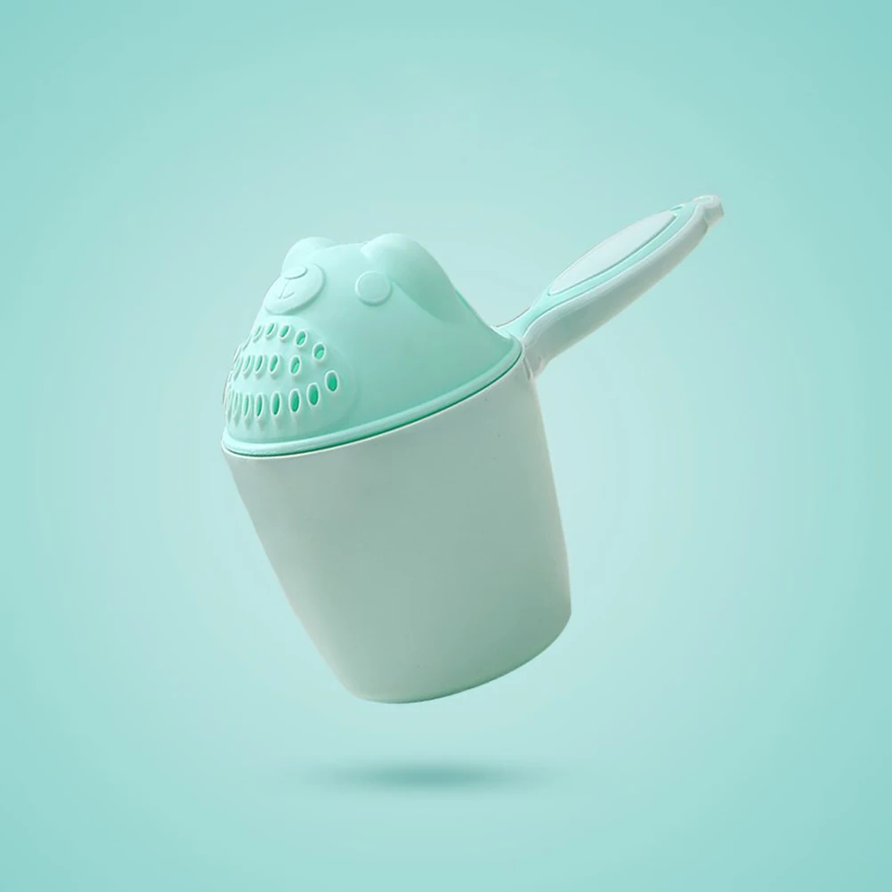 

Baby Bath Rinse Cup Green Durable Plastic Pour Protect Eyes Fun Cartoon Style Baby Spoon Shower Bath Water Bailer
