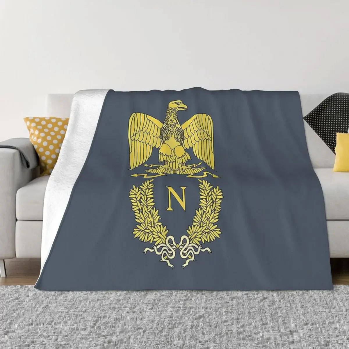 Napoleon Bonaparte Emlem Knitted Blankets Fleece French Empire Super Warm Throw Blanket for Airplane Travel Bed Rug