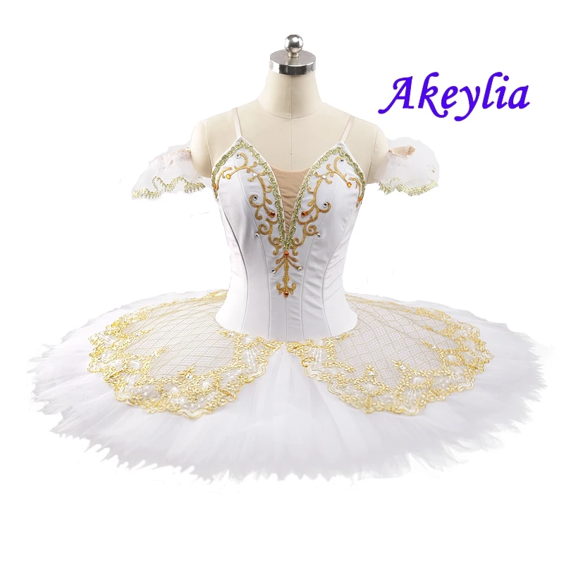 

Performance tutus white gold Ballet Tutu professional ballet dress for girls competition Stage Pancake Tutu platter Skirt JN0259