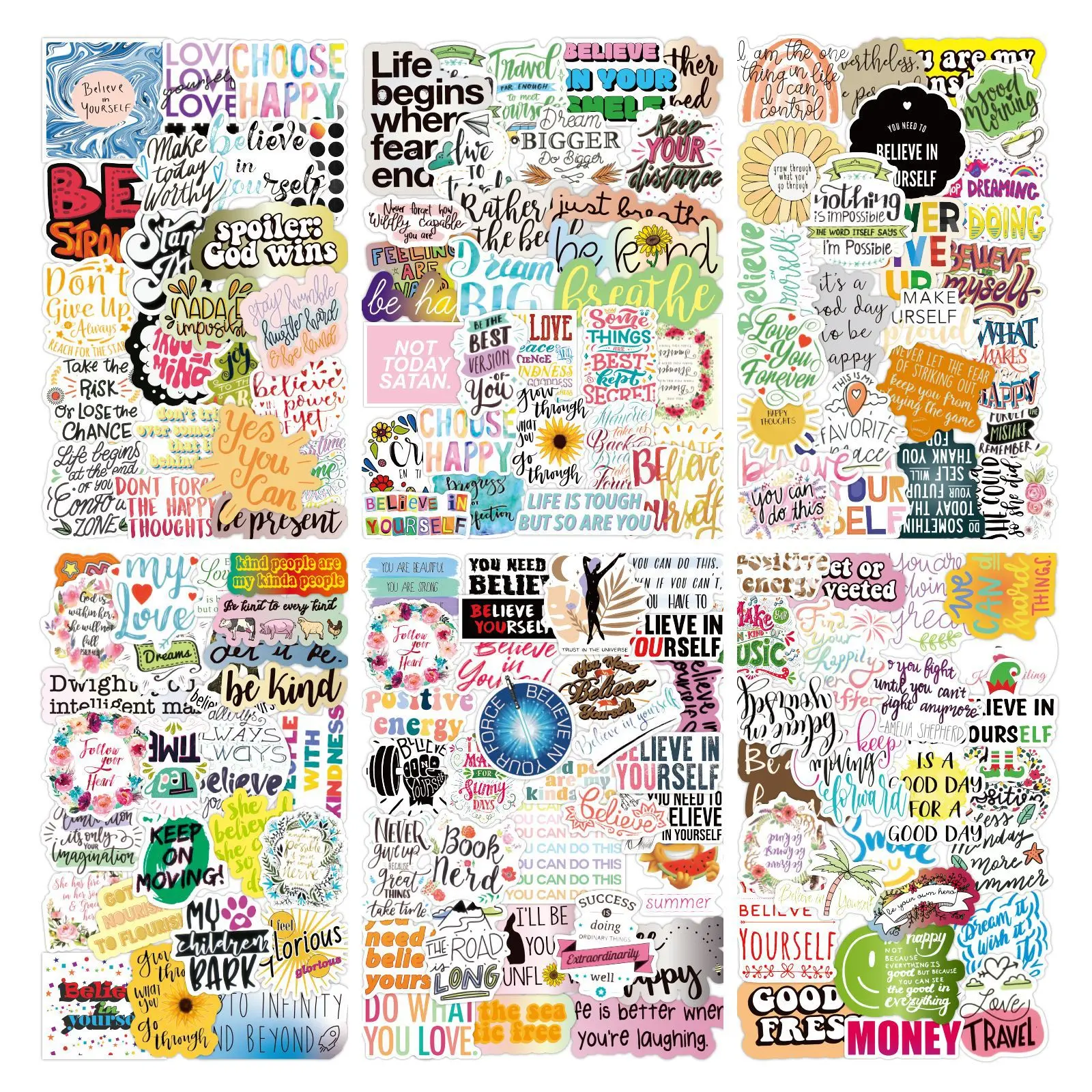 50pcs Inspirational Chinese Graffiti Sticker Small Fresh And Inspirational Decorative Luggage Laptop Phone Waterproof Sticker