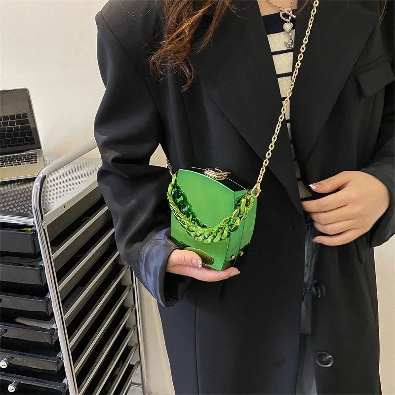 Personality Women Handbag Crossbody Chain Shoulder Bags Advanced Laser 2023 Portable Versatile Small Lipstick Handbags Purse Box