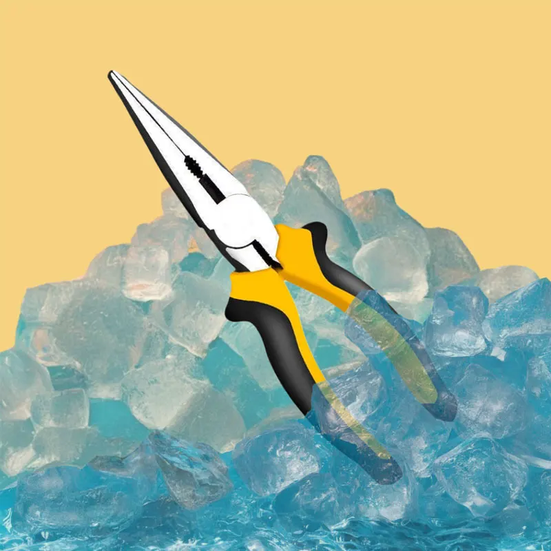 1 Uds. Alicates de punta puntiaguda para el hogar, alicates de punta puntiaguda con mango de doble color, alicates con mango de abrazadera que se confen a la mecánica ergonómica
