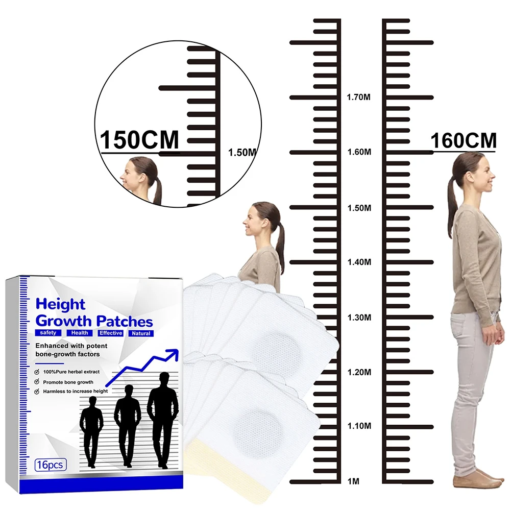 16Pcs Body Height Growth Patches Foot-assisted Health Bone Enhance Plantar Increase Promote Beauty Harmless Safe Foot Care