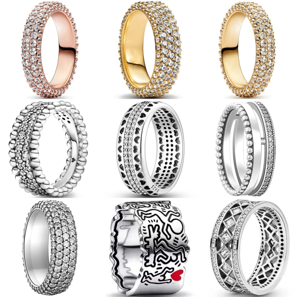 

925 Silver Ring For Women Full Zircon Inlaid Luxury Sparkling Jewelry Vintage Hollow/Geometric Design Wedding Party Fashion Gift