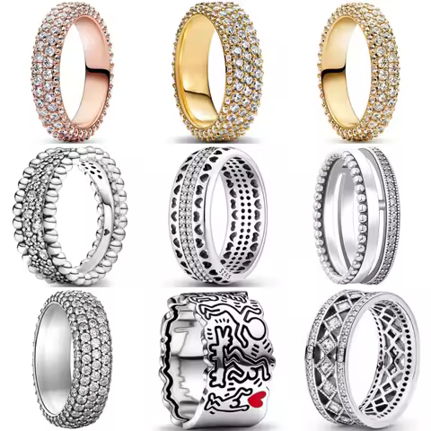 925 Silver Ring For Women Full Zircon Inlaid Luxury Sparkling Jewelry Vintage Hollow/Geometric Design Wedding Party Fashion Gift