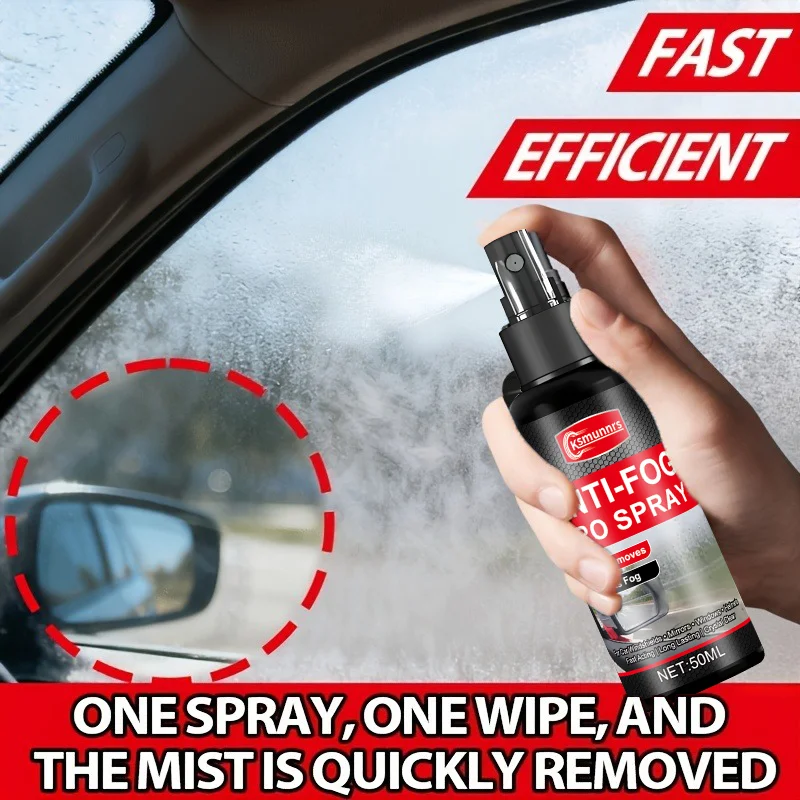 Powerful anti-fog spray, suitable for car windshields, bathroom mirrors, helmet visors, and swimming goggles, helps maintain cle