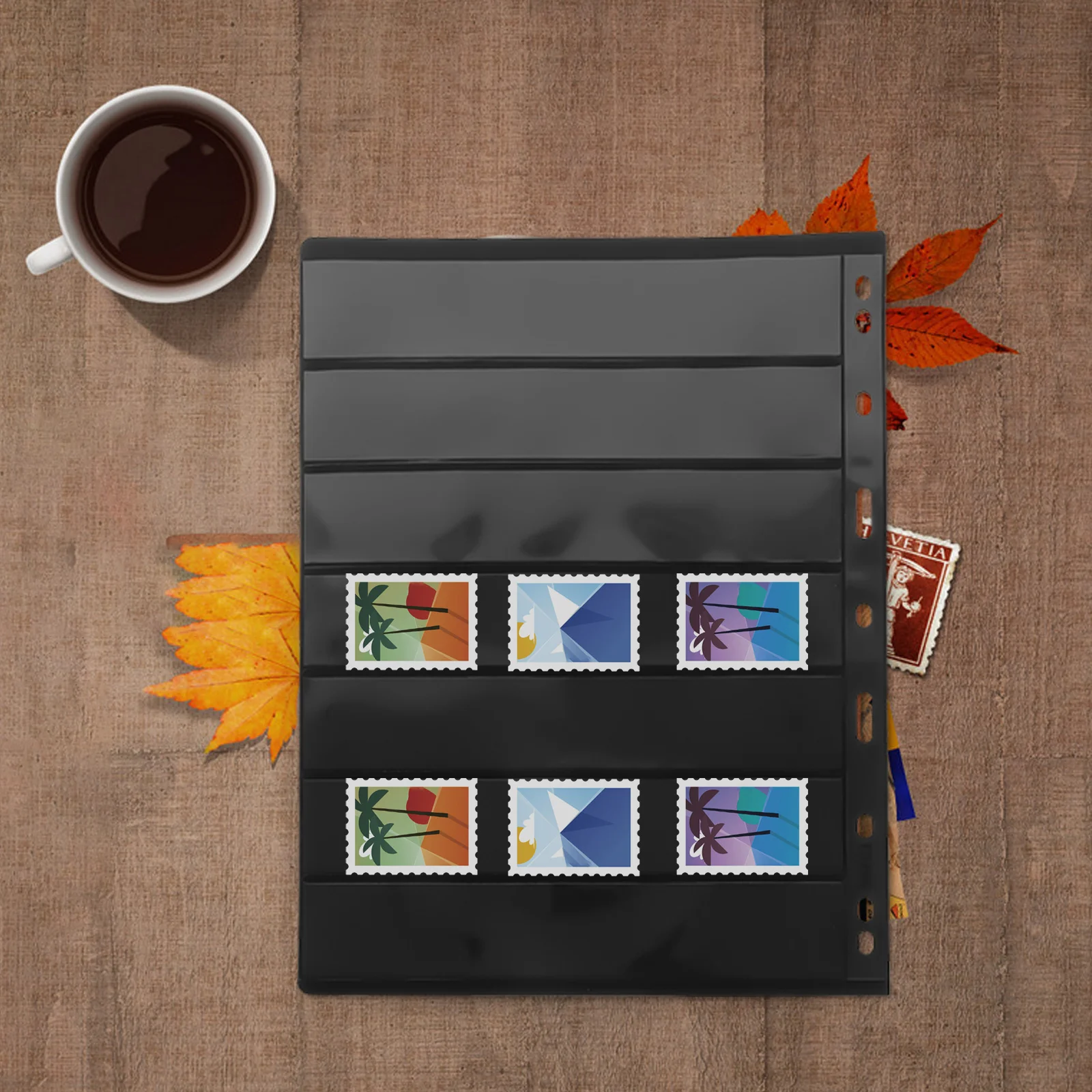 Stamp Stock Pages Transparent Reusable Holder For Stamps Coins Cards Collecting Seven Rows Standard Album Insert