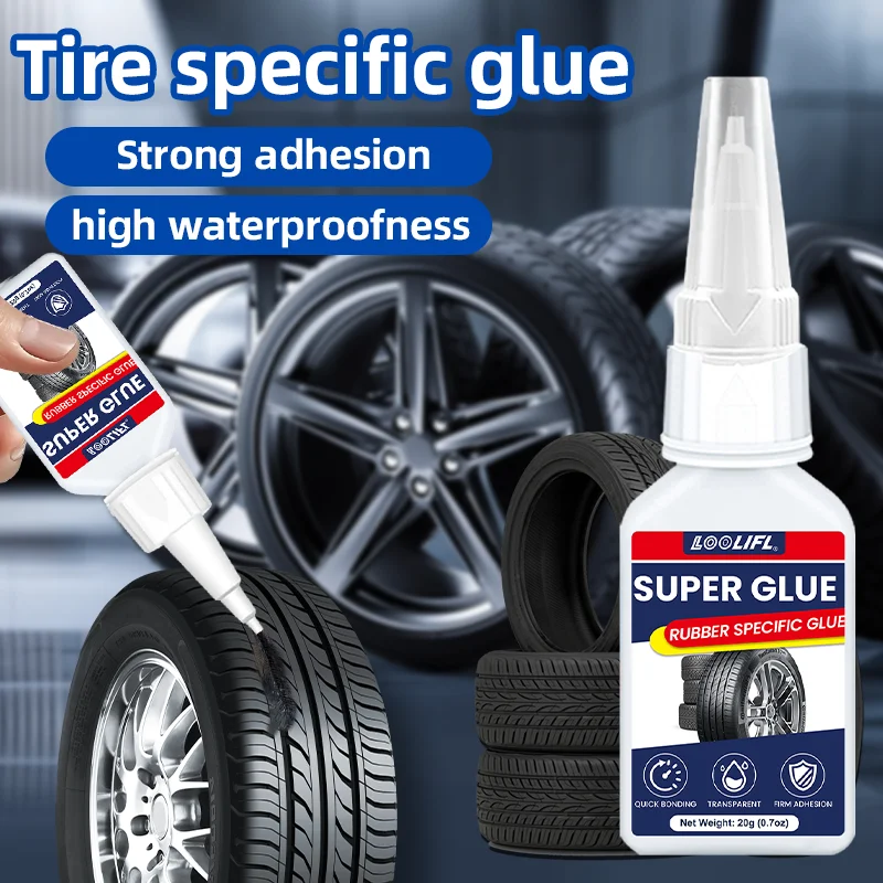 LOOLIFL – liquide adhésif pour réparation de pneus, 20ML, caoutchouc solide, résistant à l'usure, adhésif non corrosif, réparation du cuir instantanée également