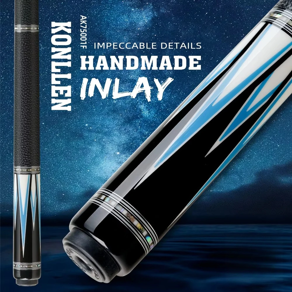 

Carbon Fiber Pool Cue Abalone Shell Inlaid Grip Stainless Steel Joint Ebony Low Deflection Professional Players