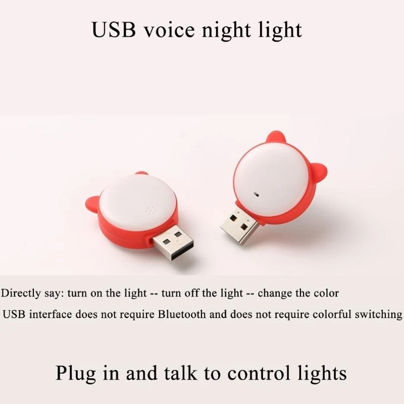 Cartoon Cats USB LED Light Interior Night Light Voice Control Lamp Emergency Lighting Colorful Light Decors X37A