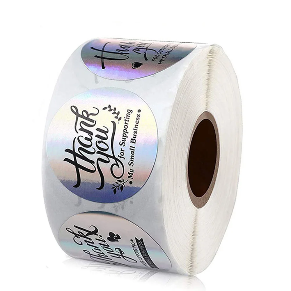 25 มม.Rainbow เลเซอร์สติกเกอร์ขนาดเล็กธุรกิจสติกเกอร์ 50-500pcs ป้ายกาวสําหรับธุรกิจบูติกห่ออุปกรณ์