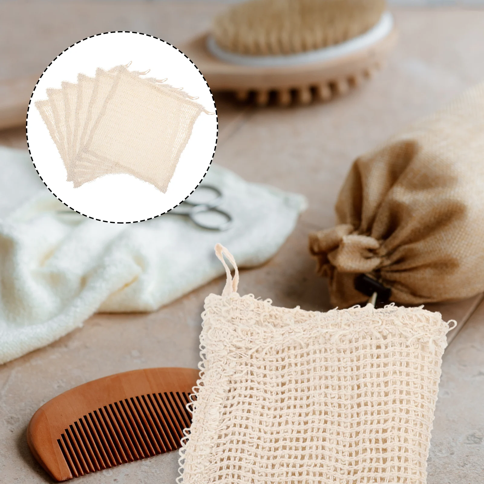 

6pcs Jute Bath Towel Exfoliating Body Scrubber For Shower Back Neck Shoulders Quick Lather Lightweight Travel Camping Hotel Use