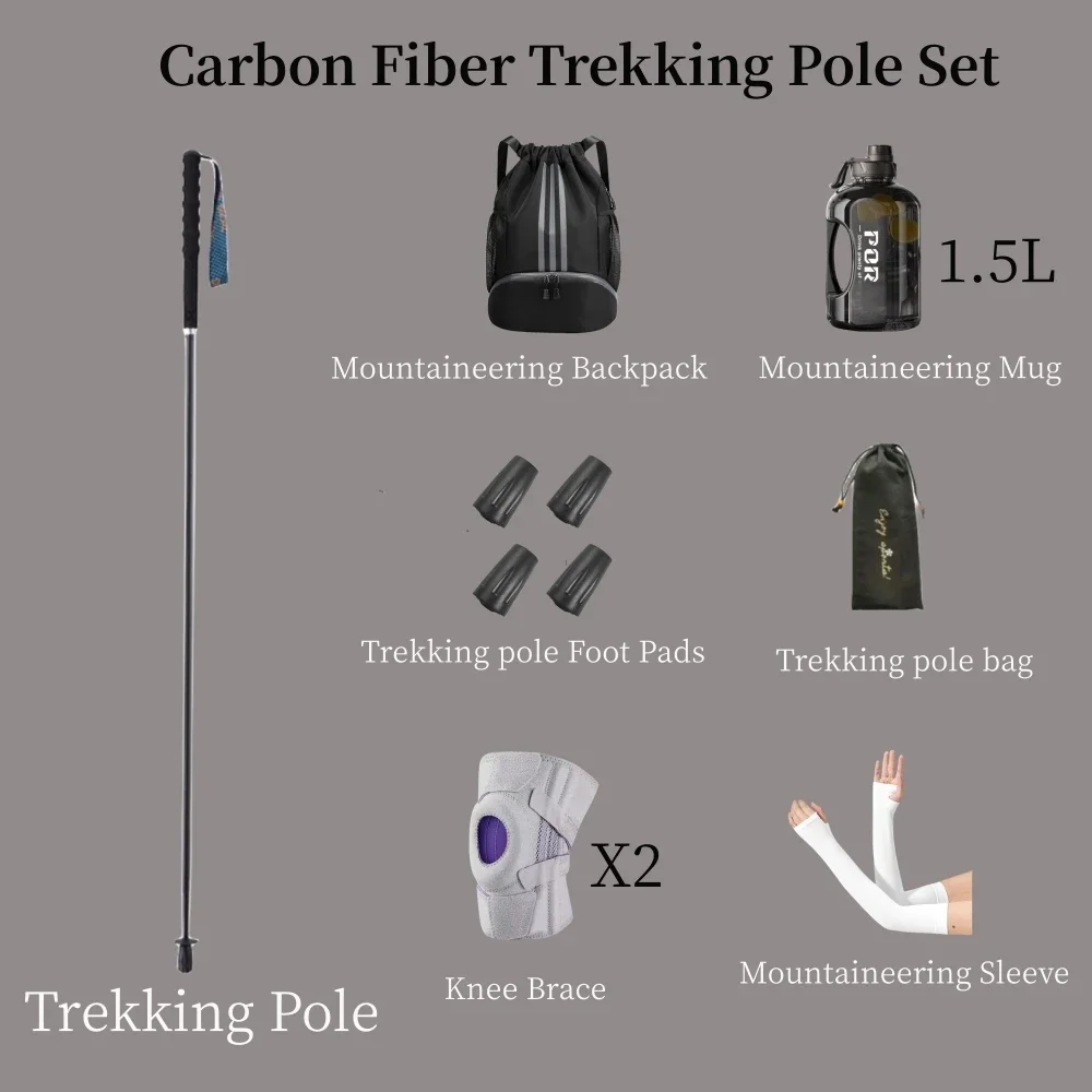 

2024 1PCS Trekking Poles Carbon Fiber Collapsible Sticks Lightweight Walking Hiking Stick Climbing Stick Outdoor Camping Tool