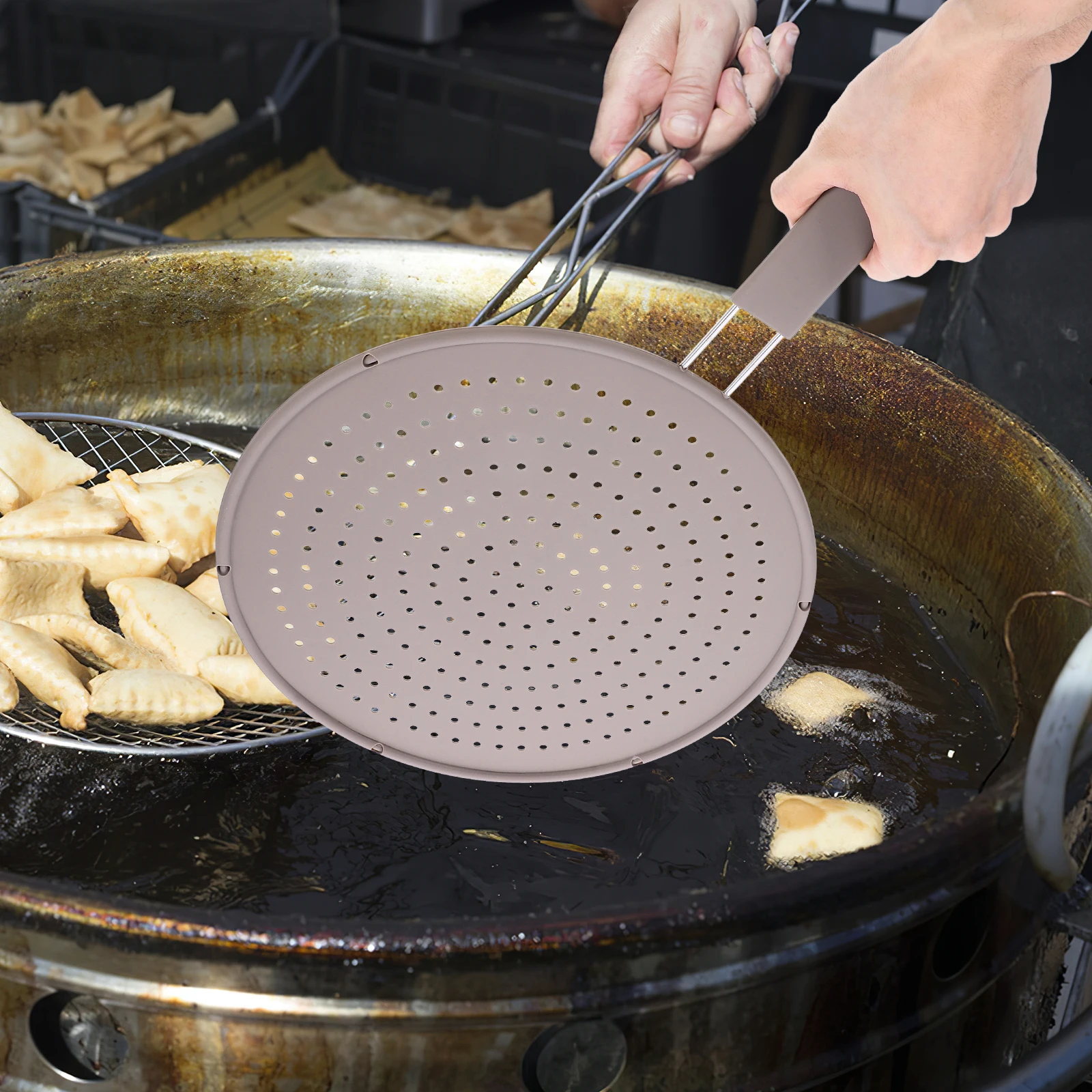 

Anti-splash Oil Net Grease Splatter Guard Silicone Drain Cooking Pan Frying Screen Stainless Steel for
