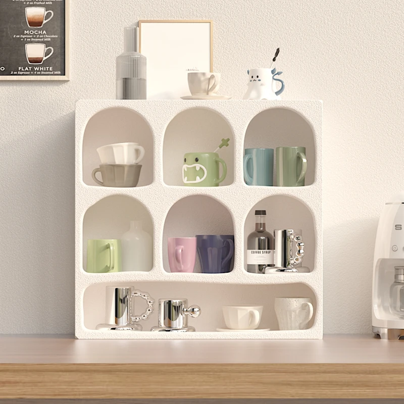 Cup Storage Rack Jiugongge Desktop Lattice Frame Sideboard Cabinet Multi-Layer Storage Box Small Coffee Cup Holder Shelves