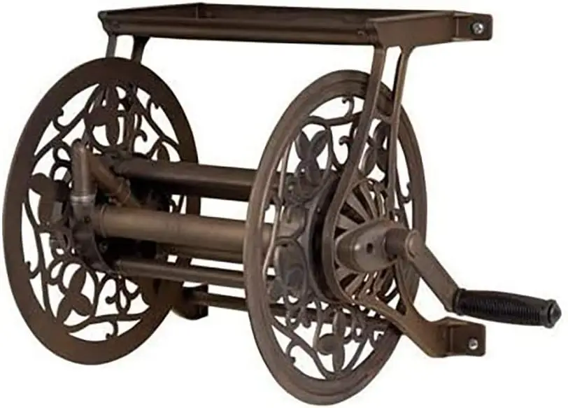 

Декоративная настенная катушка для шланга, коричневая - конструкция NeverLeak для легкого полива сада