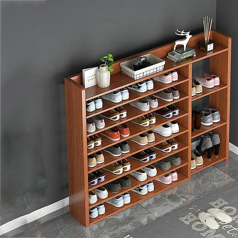 Wooden Cabinet Shoe Rack Easy Assembly  Large Shoe Cabinet Modern Space-saving Home Hallway Shoes Display Shelf Furniture