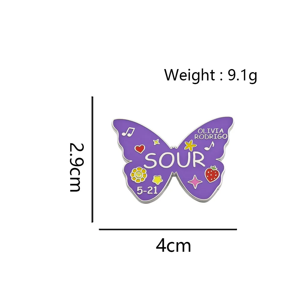 Olivia Rodrigo Sour Album Emaille-Pin Lila Schmetterling Broschen Pop-Musik-Sängerin Anstecknadeln Livies Fans Kollektion Schmuck Geschenk – Detail 3