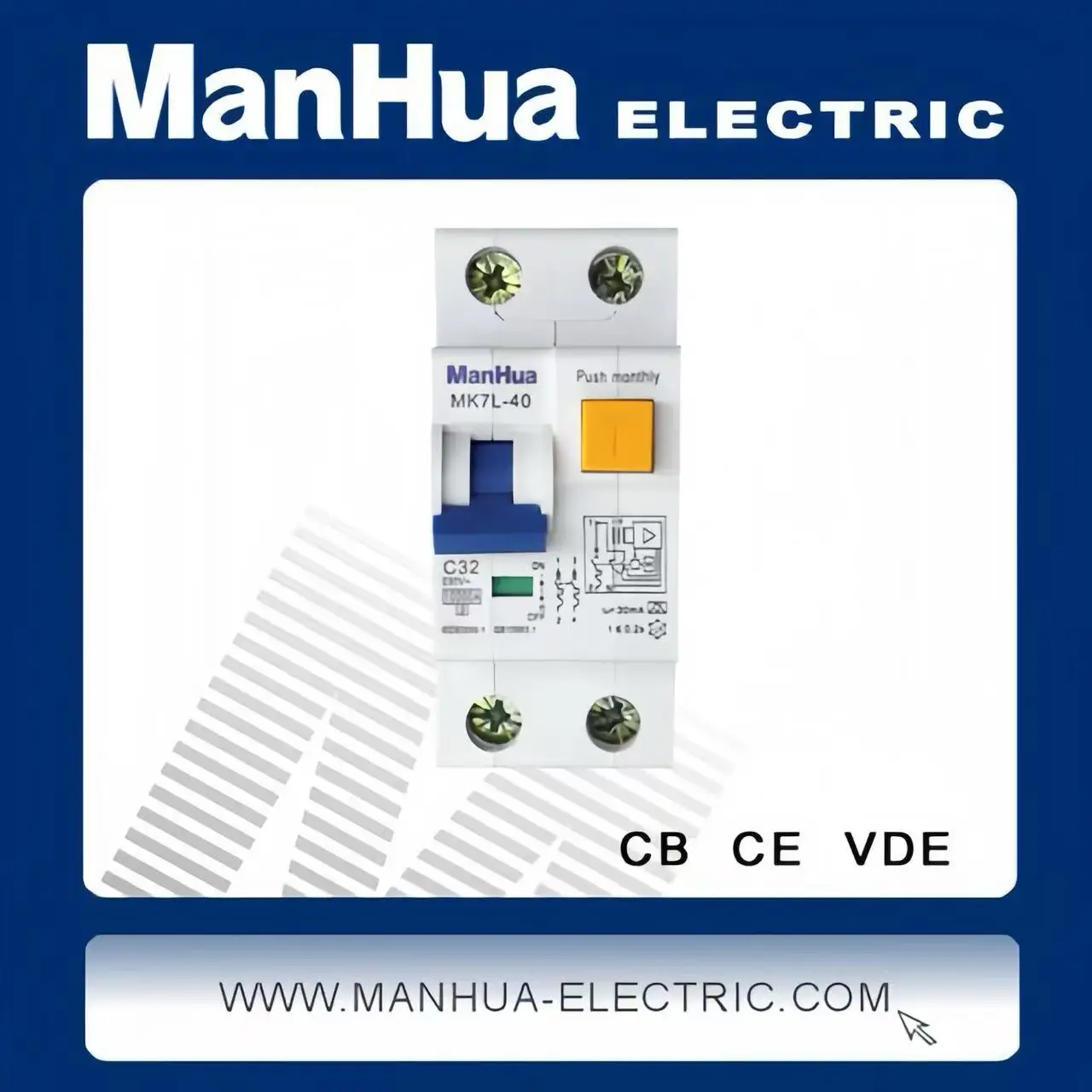ManHua RCBO 1P+N 3P+N 6KA Residual Current Differential Automatic Circuit Breaker MK7L with Over Current Leakage Protection 230V