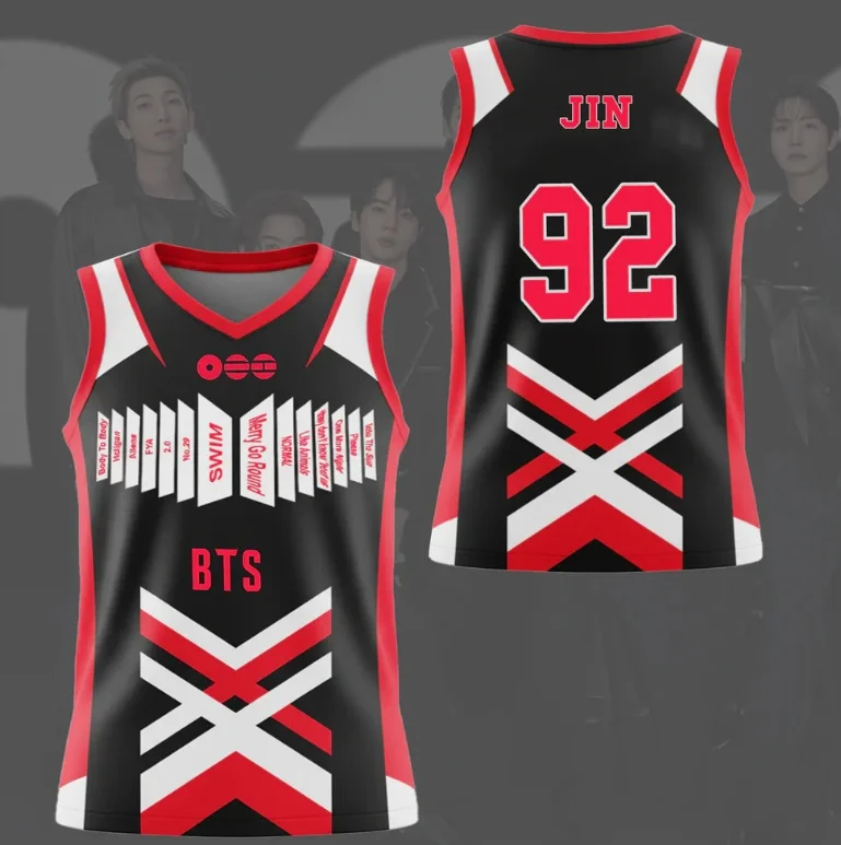 BTS Arirang World Tour 2026 Neues Konzert-Merch Unisex Basketballtrikot Kpop Y2k Atmungsaktives Tanktop Freizeithemd Familienoutfit – Detail 3