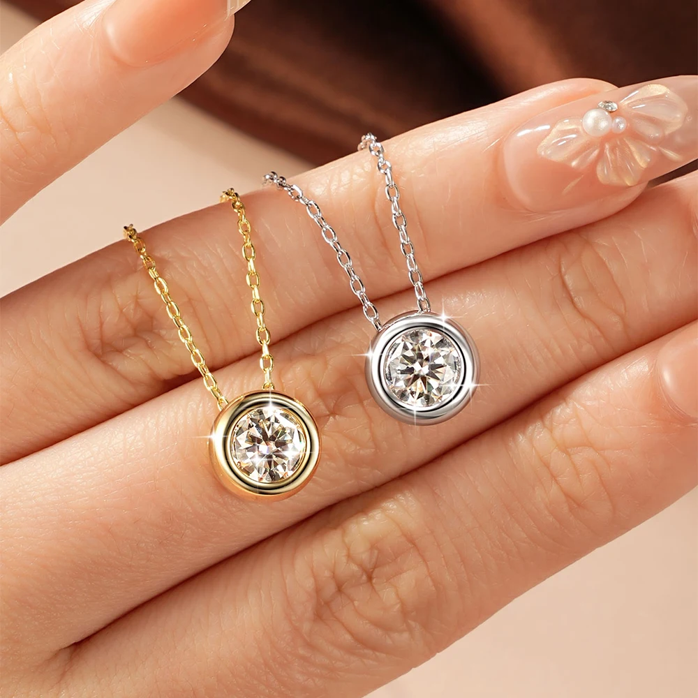 Zertifizierte 4mm-7,5mm Bubble Moissanit Halskette Funkelnder Solitär Labor-Diamant Anhänger Halsketten für Damen Schmuck – Detail 3