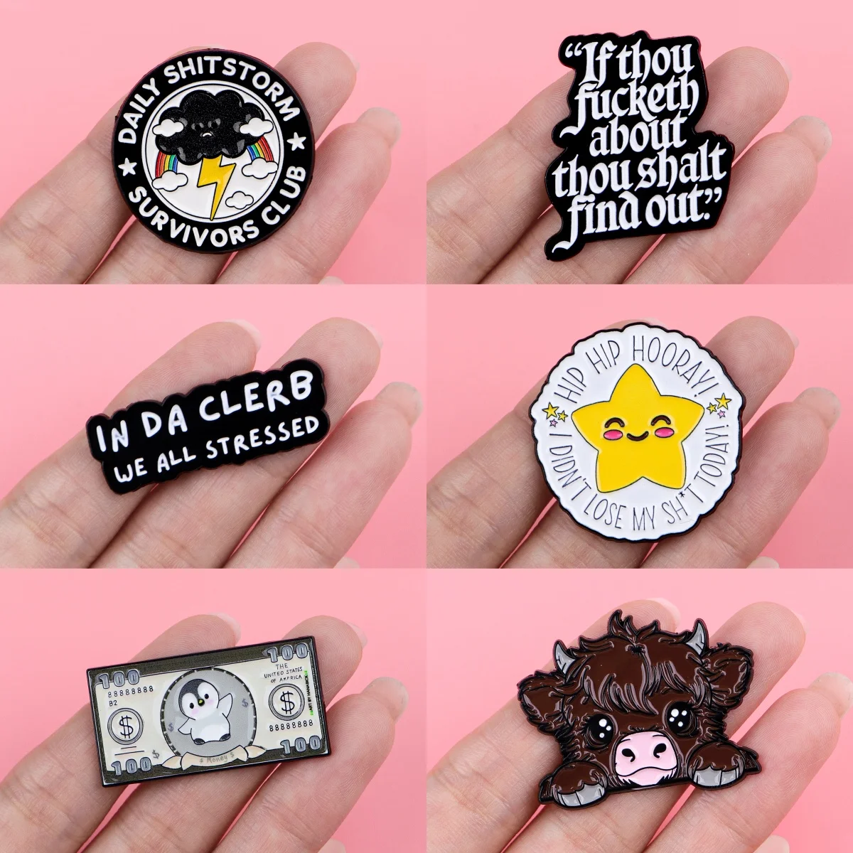 Rainbow Quotes Enamel Pins Penguin Brooches Badge Cow Lapel Pin For Backpack Clothes Accessories Funny Jewelry Birthday Gifts