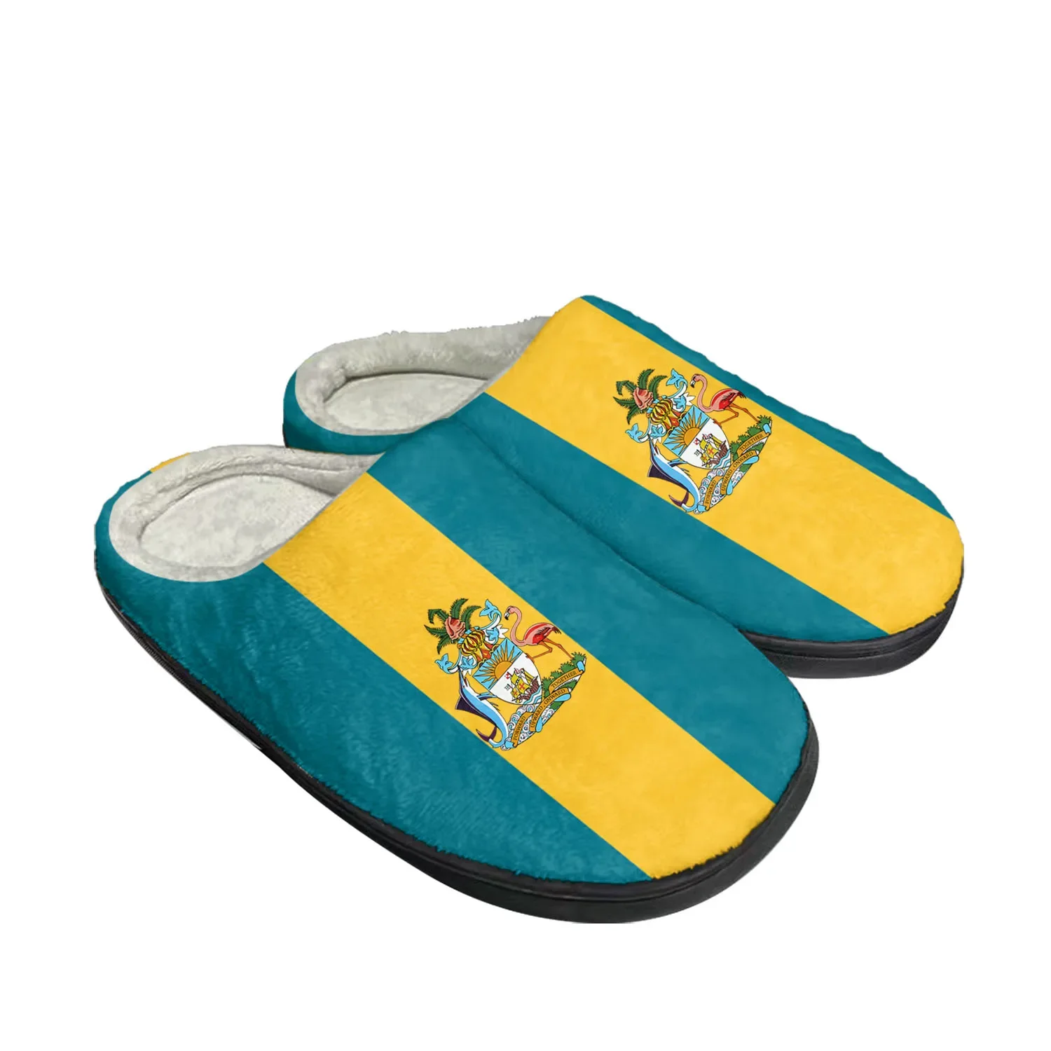 Zapatillas de algodón personalizadas con bandera de Bahamian para hombres y mujeres, sandalias de dormitorio de peluche, zapatos casuales divertidos para mantener el calor, zapatillas térmicas