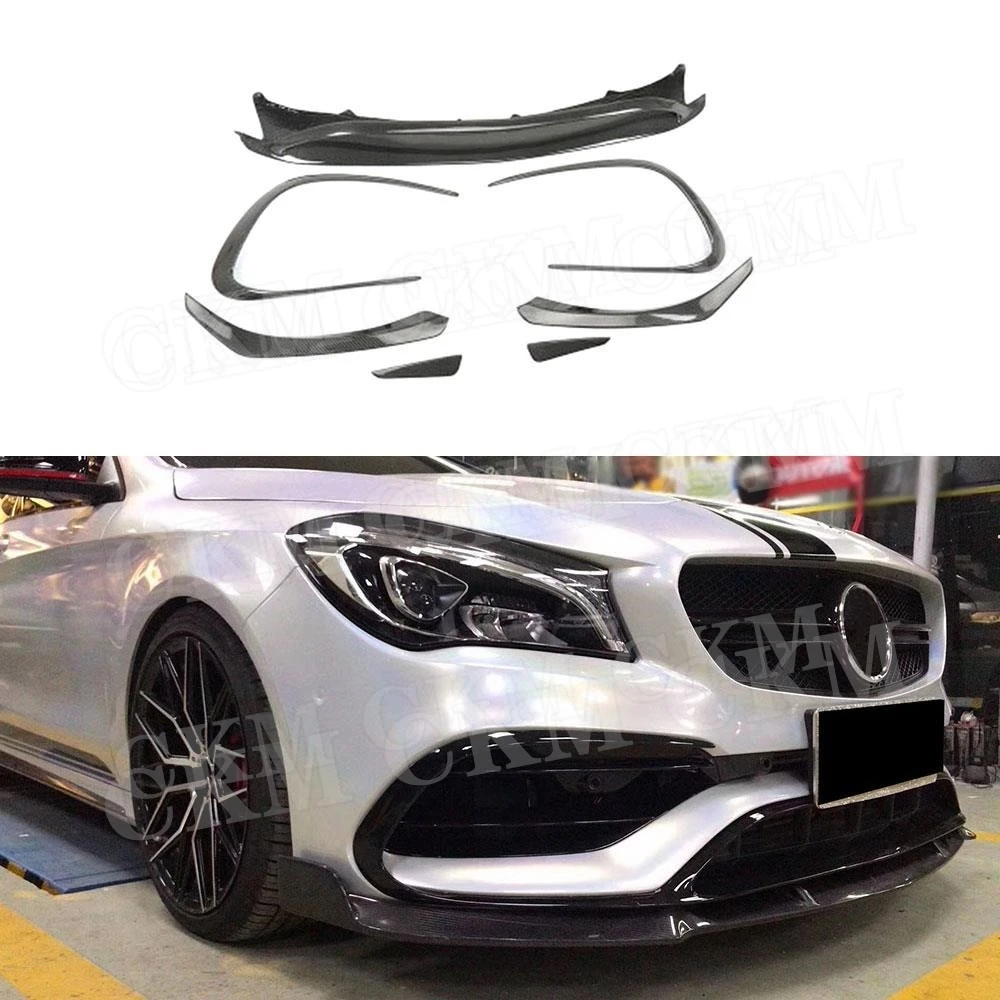 

CKMUUER Carbon Fiber for Mercedes Benz CLA Class W117 CLA45 AMG 2016 2017 2018 Front Bumper Lip Spoiler Flaps Canard