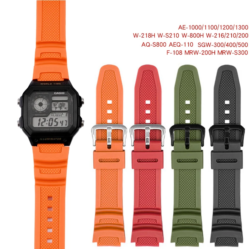 Strap for Casio G-Shock AQ-S810W/S800W AE-1000W 1200 SGW-400H/300H/500H W-735H W-216H Rubber Silicone Watch Band Bracelet 18mm