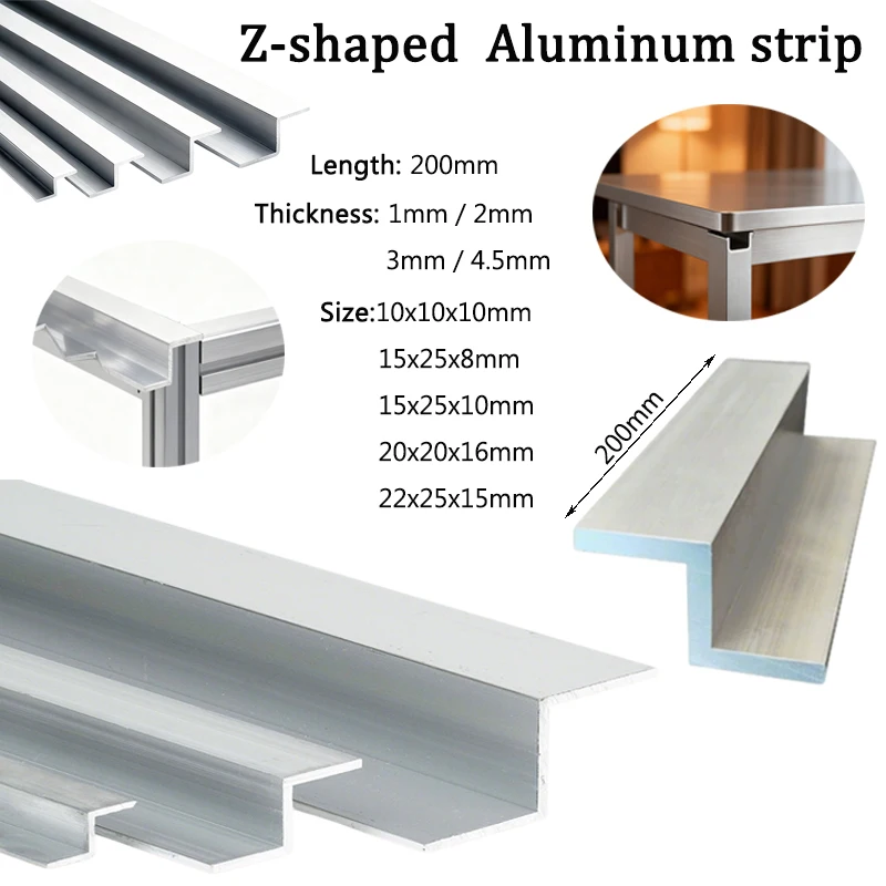 1pcs Aluminum Alloy Z-Shaped Trim Strip 10-22mm, Flexible Decorative Edge Molding for Cabinet Door Window Frame Protection