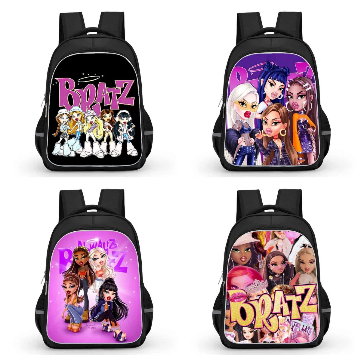 16-inch B-Bra-tz School Backpack with Double Zipper Pocket,Cartoon Schoolbags for Boy Girl,Durable Kid Bag for Pupil Students